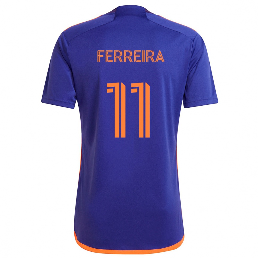 Vaikiškas Sebastián Ferreira #11 Violetinė Oranžinė Išvykos Marškinėliai 2024/25 T-Shirt