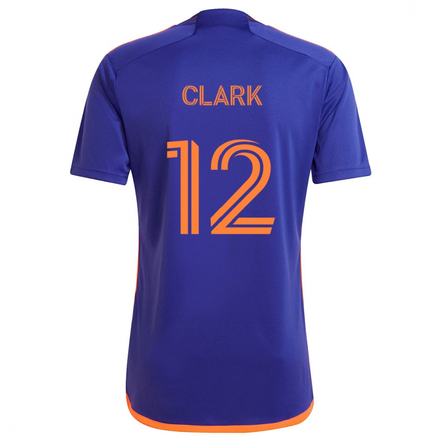 Vaikiškas Steve Clark #12 Violetinė Oranžinė Išvykos Marškinėliai 2024/25 T-Shirt