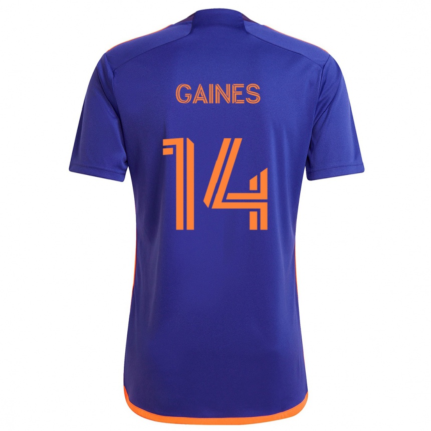 Vaikiškas Mckinze Gaines #14 Violetinė Oranžinė Išvykos Marškinėliai 2024/25 T-Shirt