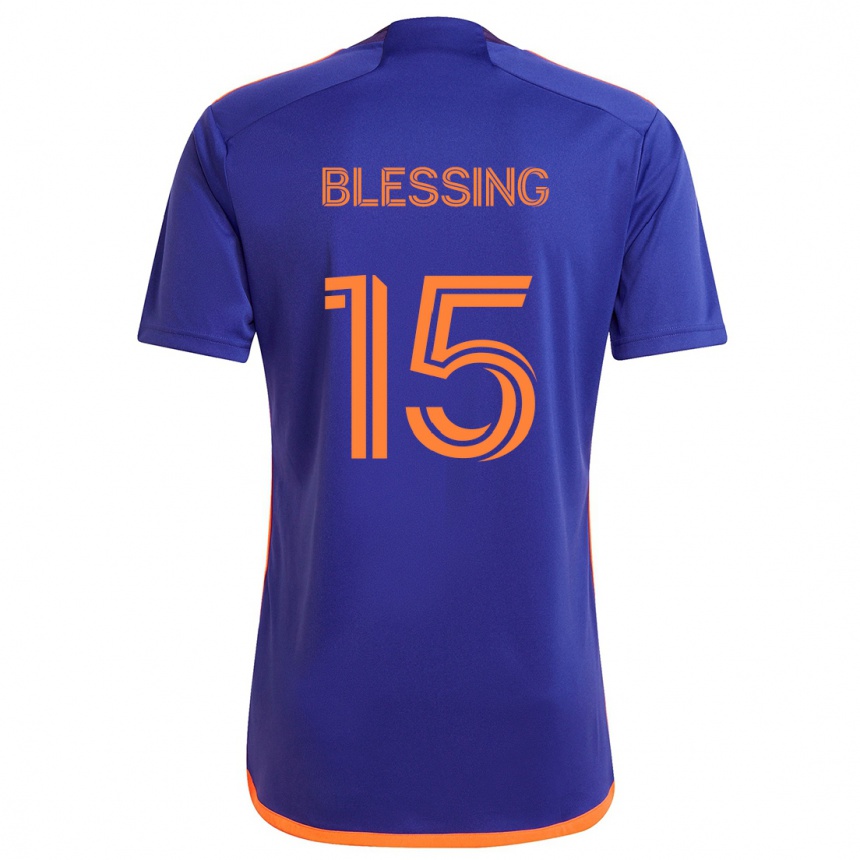 Vaikiškas Latif Blessing #15 Violetinė Oranžinė Išvykos Marškinėliai 2024/25 T-Shirt