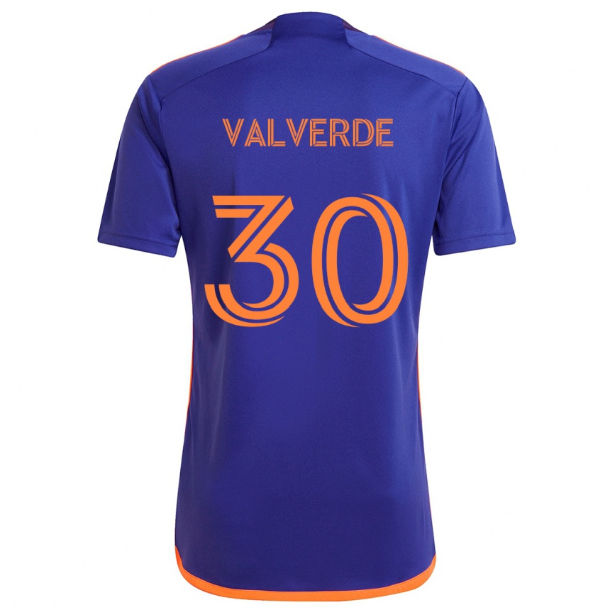 Vaikiškas Jefferson Valverde #30 Violetinė Oranžinė Išvykos Marškinėliai 2024/25 T-Shirt