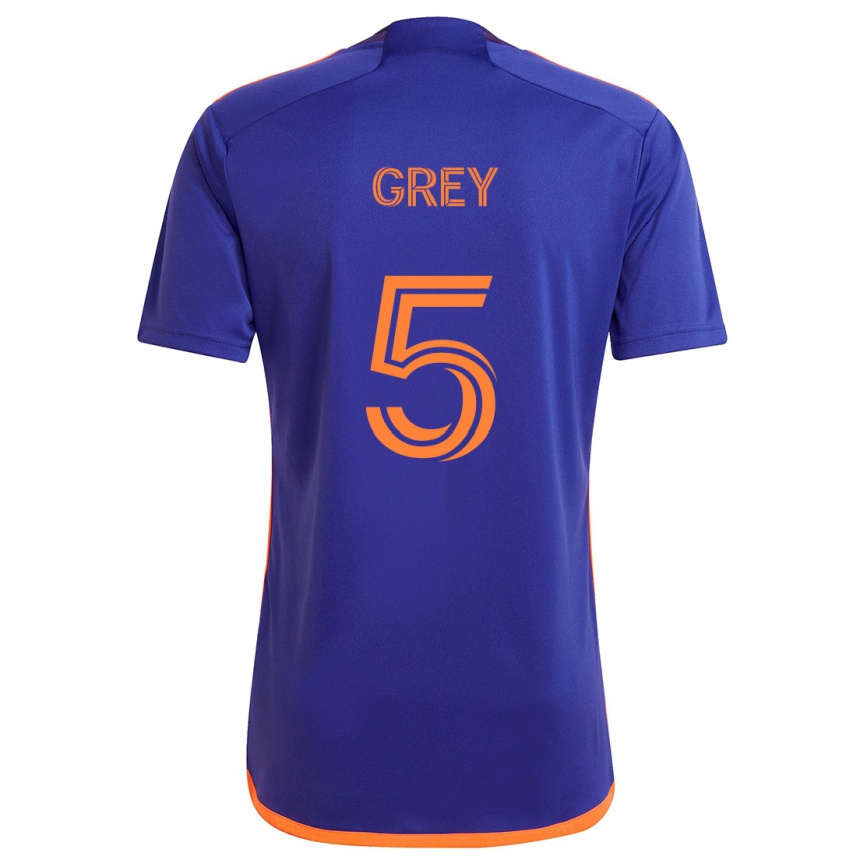 Vaikiškas Omar Grey #5 Violetinė Oranžinė Išvykos Marškinėliai 2024/25 T-Shirt