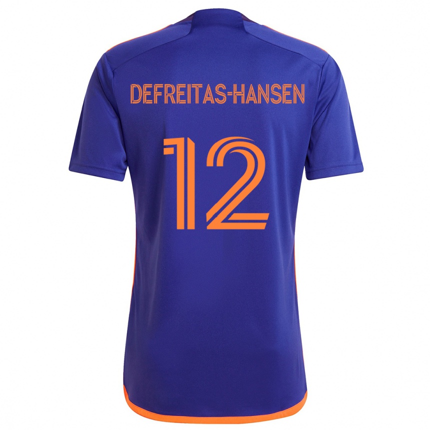 Vaikiškas Nicholas Defreitas-Hansen #12 Violetinė Oranžinė Išvykos Marškinėliai 2024/25 T-Shirt