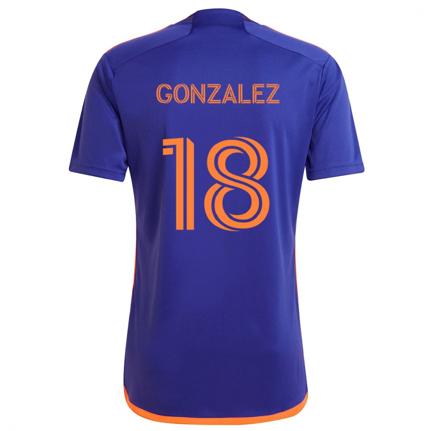 Vaikiškas Diego Gonzalez #18 Violetinė Oranžinė Išvykos Marškinėliai 2024/25 T-Shirt