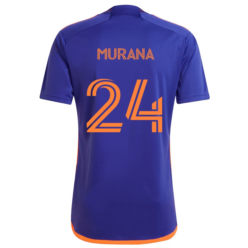 Vaikiškas Mujeeb Murana #24 Violetinė Oranžinė Išvykos Marškinėliai 2024/25 T-Shirt