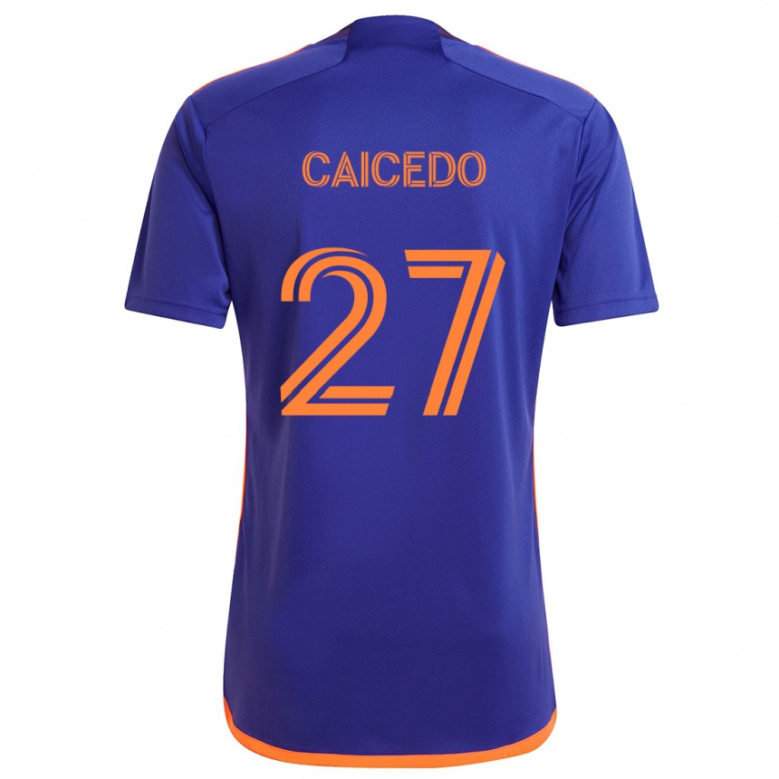 Vaikiškas Luis Caicedo #27 Violetinė Oranžinė Išvykos Marškinėliai 2024/25 T-Shirt