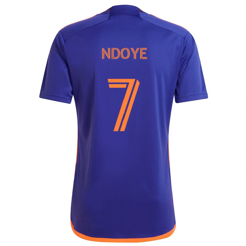 Vaikiškas Papa Ndoye #7 Violetinė Oranžinė Išvykos Marškinėliai 2024/25 T-Shirt