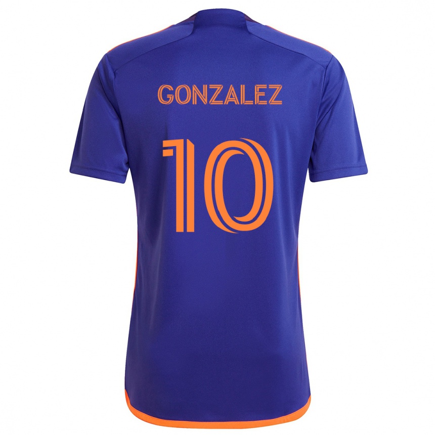 Vaikiškas Yair González #10 Violetinė Oranžinė Išvykos Marškinėliai 2024/25 T-Shirt