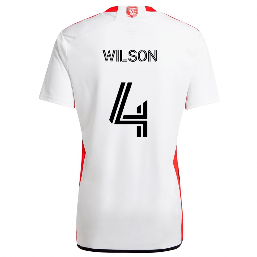 Vaikiškas Bruno Wilson #4 Balta Raudona Išvykos Marškinėliai 2024/25 T-Shirt