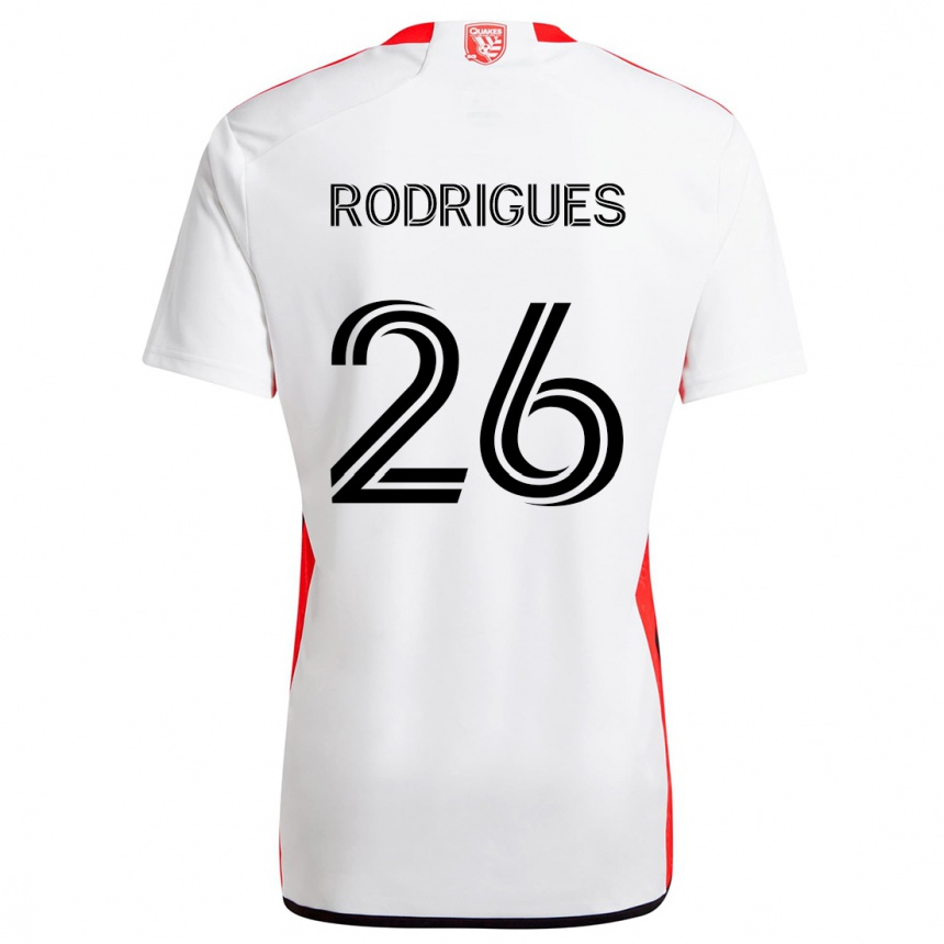 Vaikiškas Rodrigues #26 Balta Raudona Išvykos Marškinėliai 2024/25 T-Shirt