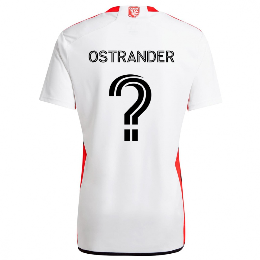 Vaikiškas William Ostrander #0 Balta Raudona Išvykos Marškinėliai 2024/25 T-Shirt