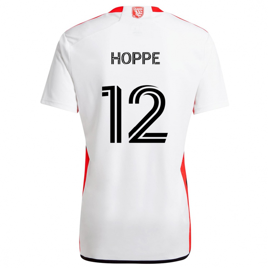 Vaikiškas Matthew Hoppe #12 Balta Raudona Išvykos Marškinėliai 2024/25 T-Shirt