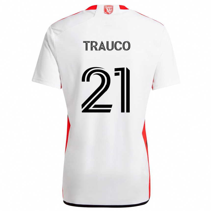 Vaikiškas Miguel Trauco #21 Balta Raudona Išvykos Marškinėliai 2024/25 T-Shirt