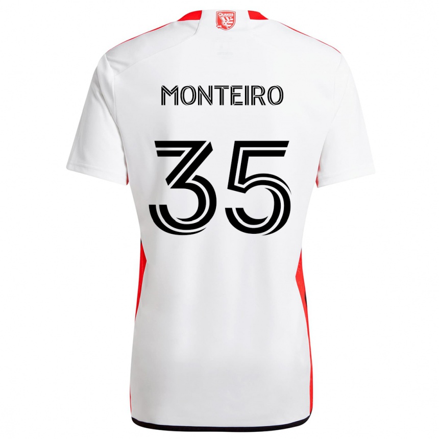 Vaikiškas Jamiro Monteiro #35 Balta Raudona Išvykos Marškinėliai 2024/25 T-Shirt