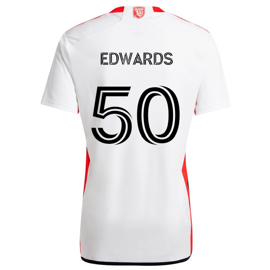 Vaikiškas Aaron Edwards #50 Balta Raudona Išvykos Marškinėliai 2024/25 T-Shirt