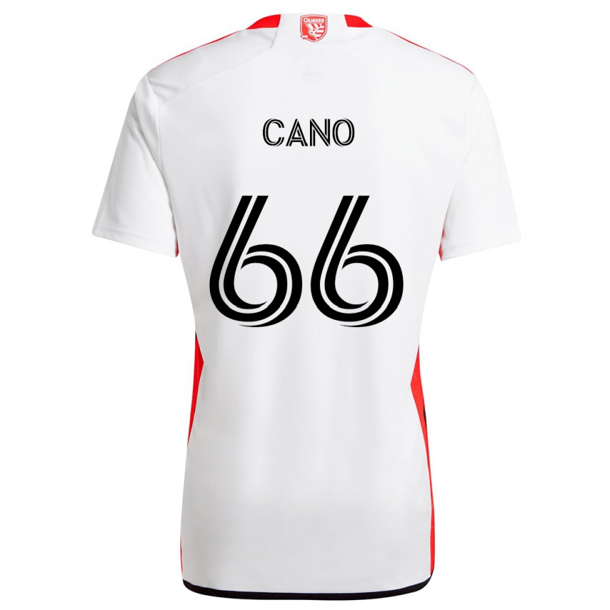 Vaikiškas Alejandro Cano #66 Balta Raudona Išvykos Marškinėliai 2024/25 T-Shirt