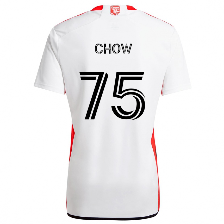 Vaikiškas Alex Chow #75 Balta Raudona Išvykos Marškinėliai 2024/25 T-Shirt