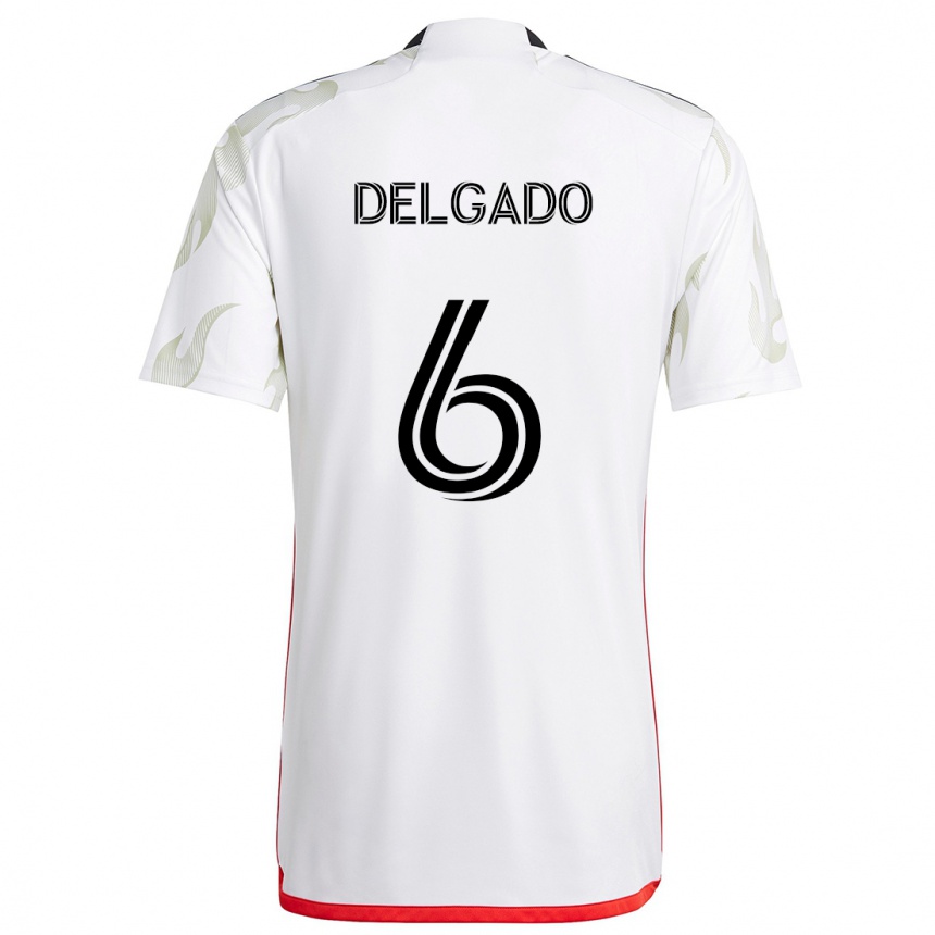 Vaikiškas Patrickson Delgado #6 Balta Raudona Juoda Išvykos Marškinėliai 2024/25 T-Shirt