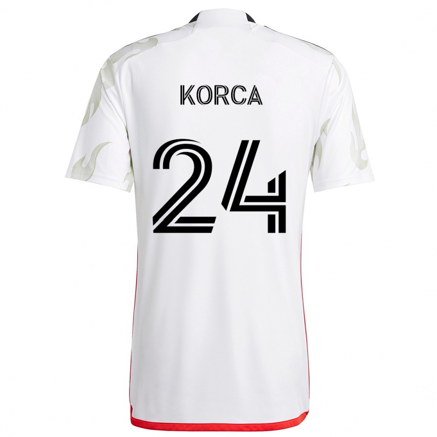 Vaikiškas Amet Korca #24 Balta Raudona Juoda Išvykos Marškinėliai 2024/25 T-Shirt