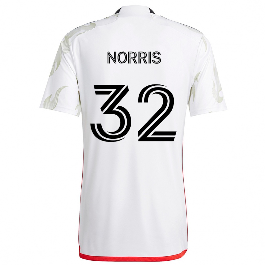 Vaikiškas Nolan Norris #32 Balta Raudona Juoda Išvykos Marškinėliai 2024/25 T-Shirt