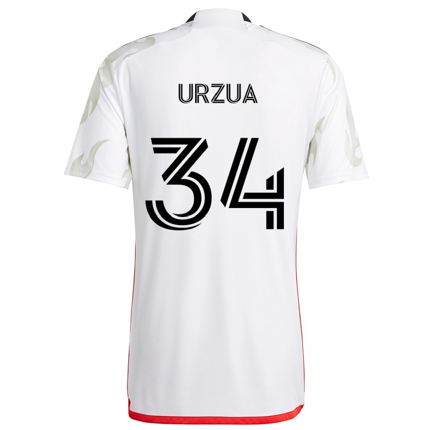 Vaikiškas Alejandro Urzua #34 Balta Raudona Juoda Išvykos Marškinėliai 2024/25 T-Shirt