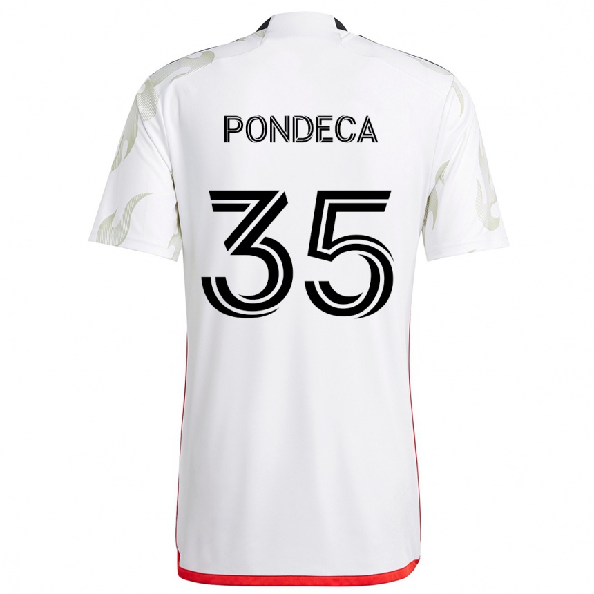 Vaikiškas Tomas Pondeca #35 Balta Raudona Juoda Išvykos Marškinėliai 2024/25 T-Shirt