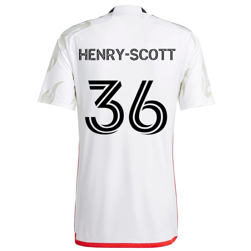 Vaikiškas Malik Henry-Scott #36 Balta Raudona Juoda Išvykos Marškinėliai 2024/25 T-Shirt