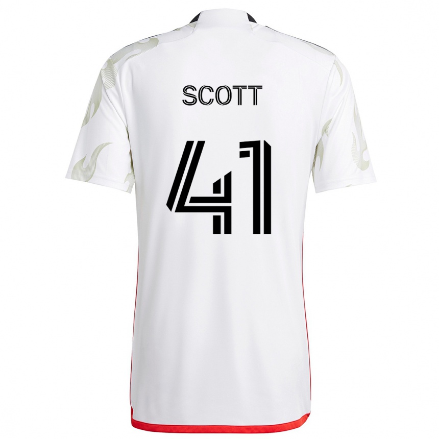 Vaikiškas Tarik Scott #41 Balta Raudona Juoda Išvykos Marškinėliai 2024/25 T-Shirt