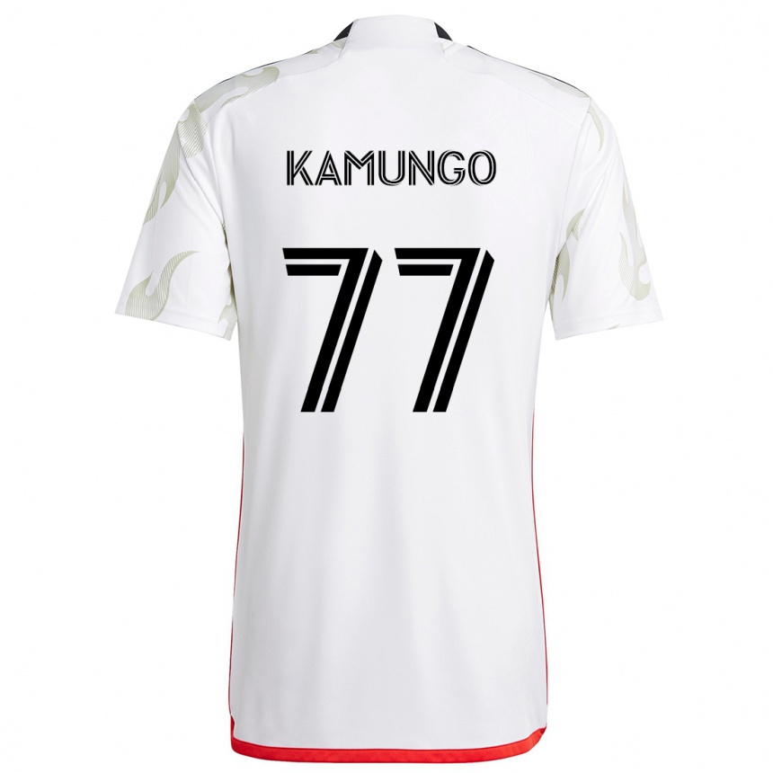 Vaikiškas Bernard Kamungo #77 Balta Raudona Juoda Išvykos Marškinėliai 2024/25 T-Shirt