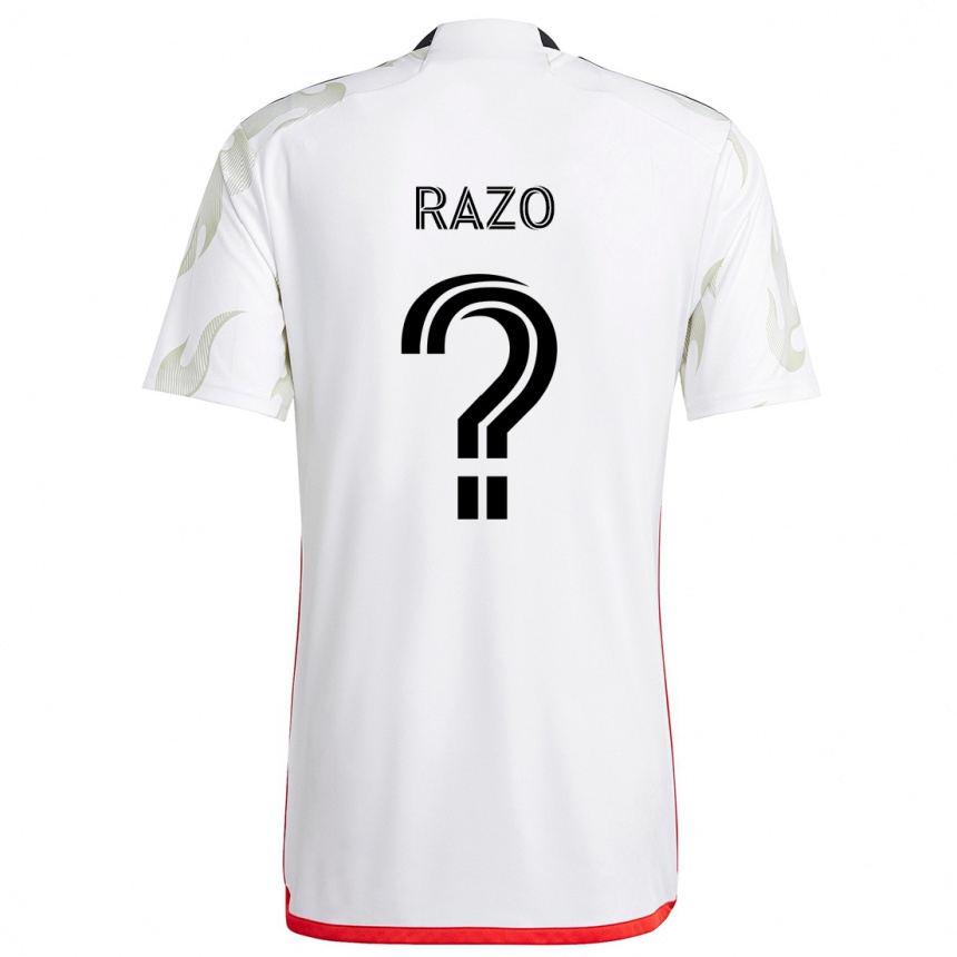 Vaikiškas Edgar Razo #0 Balta Raudona Juoda Išvykos Marškinėliai 2024/25 T-Shirt