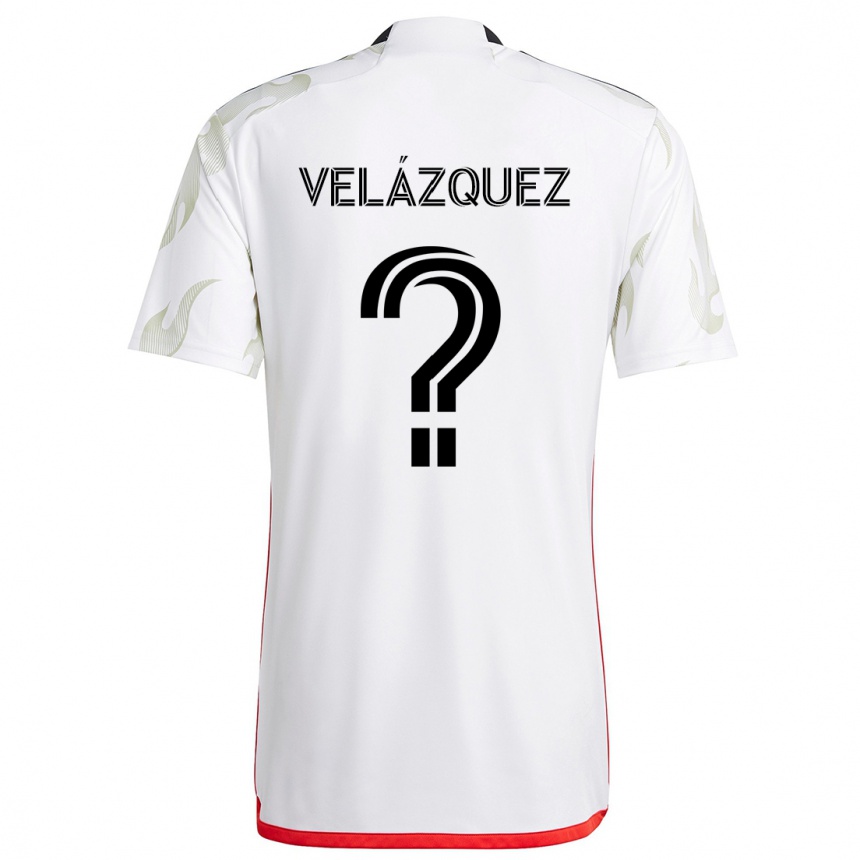 Vaikiškas Ougir Velázquez #0 Balta Raudona Juoda Išvykos Marškinėliai 2024/25 T-Shirt