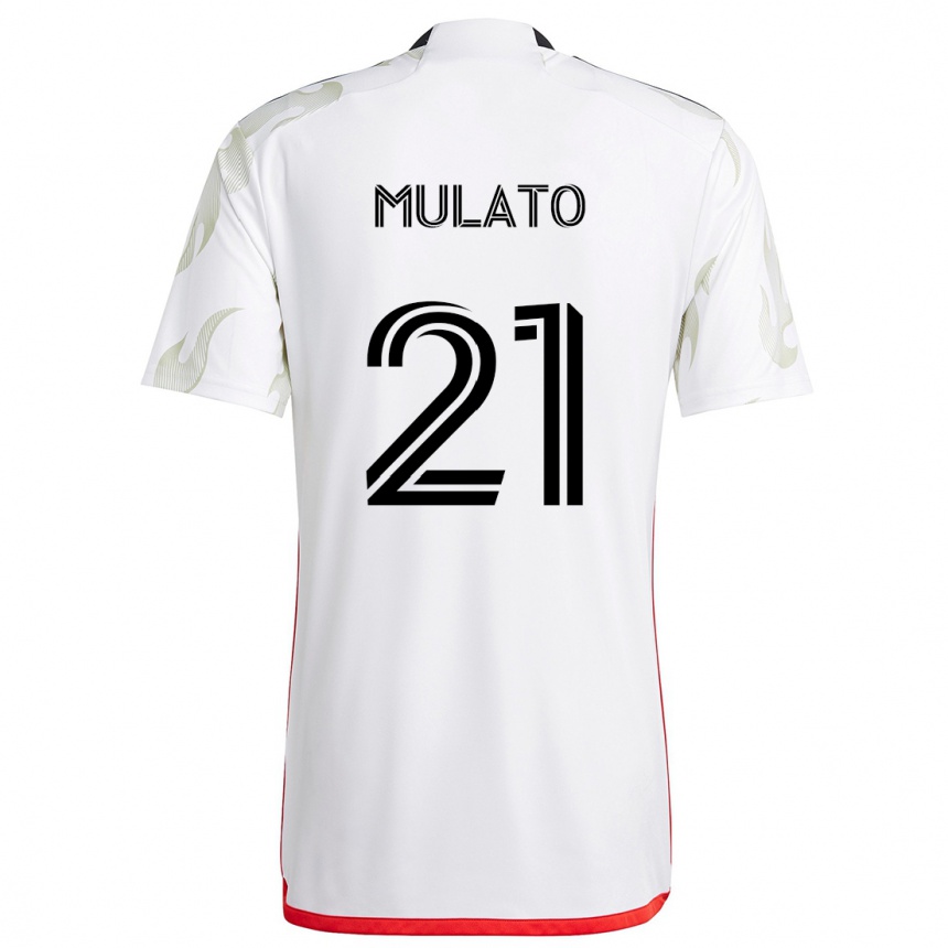 Vaikiškas José Mulato #21 Balta Raudona Juoda Išvykos Marškinėliai 2024/25 T-Shirt