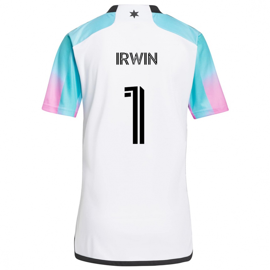 Vaikiškas Clint Irwin #1 Balta Mėlyna Juoda Išvykos Marškinėliai 2024/25 T-Shirt