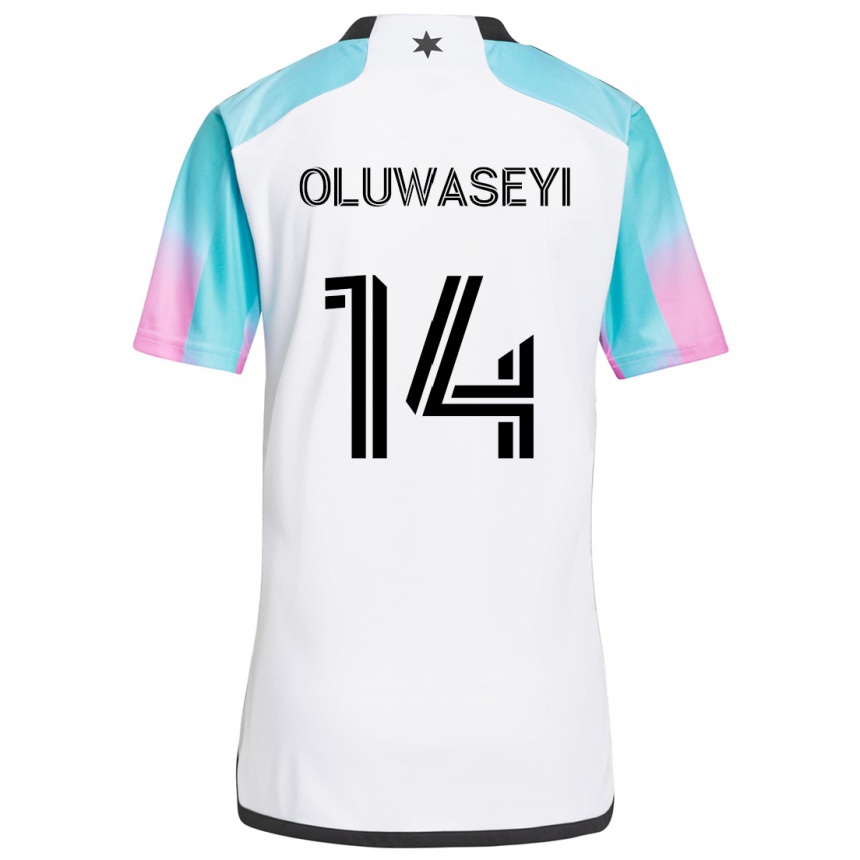 Vaikiškas Tani Oluwaseyi #14 Balta Mėlyna Juoda Išvykos Marškinėliai 2024/25 T-Shirt