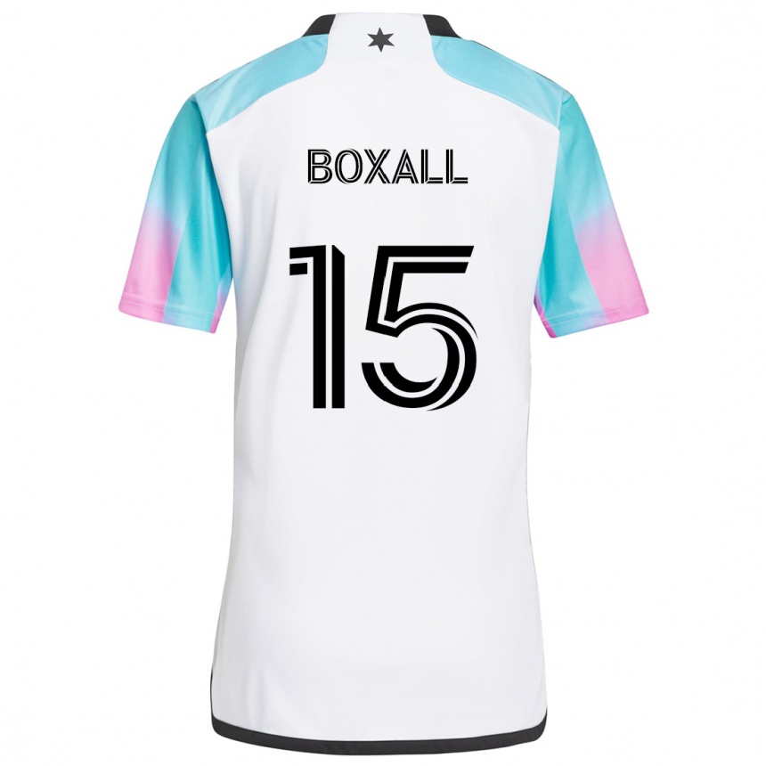 Vaikiškas Michael Boxall #15 Balta Mėlyna Juoda Išvykos Marškinėliai 2024/25 T-Shirt