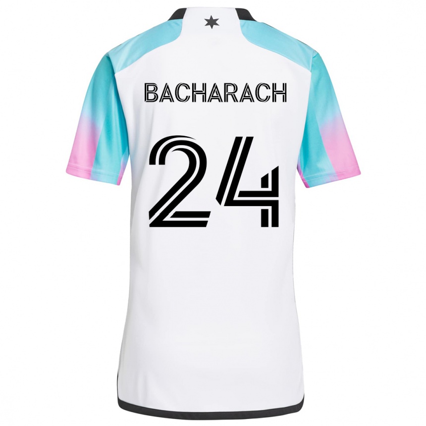 Vaikiškas Hugo Bacharach #24 Balta Mėlyna Juoda Išvykos Marškinėliai 2024/25 T-Shirt