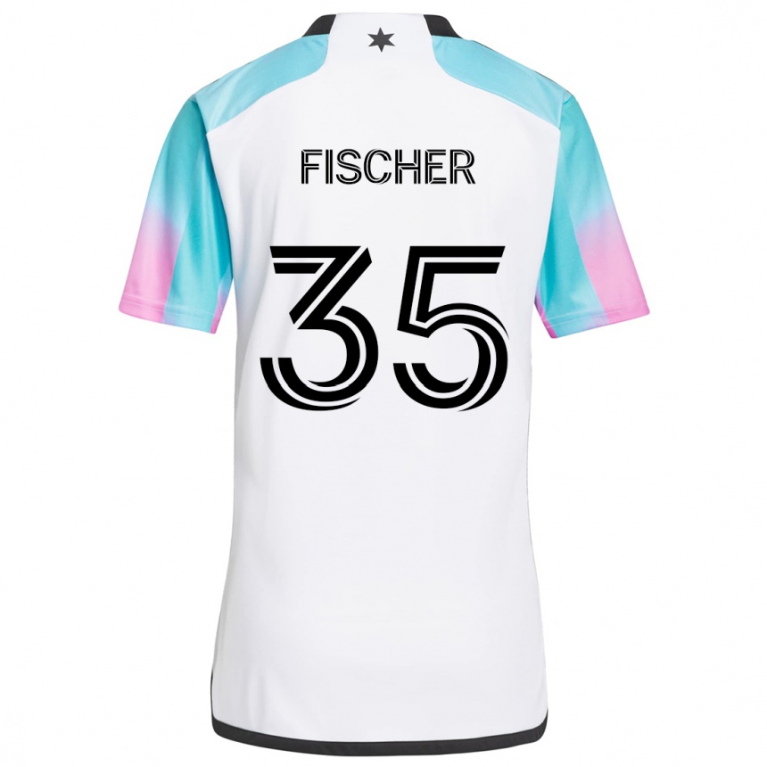 Vaikiškas Britton Fischer #35 Balta Mėlyna Juoda Išvykos Marškinėliai 2024/25 T-Shirt