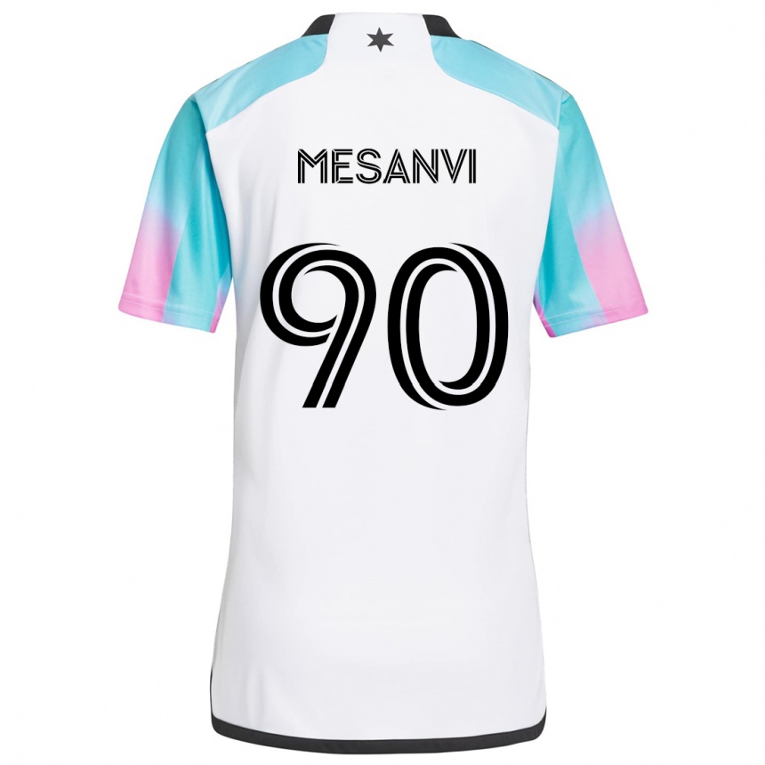 Vaikiškas Loïc Mesanvi #90 Balta Mėlyna Juoda Išvykos Marškinėliai 2024/25 T-Shirt