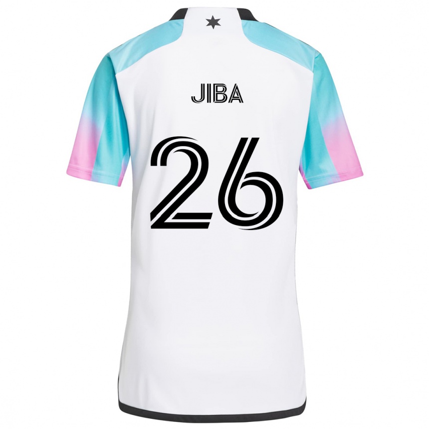 Vaikiškas Ryen Jiba #26 Balta Mėlyna Juoda Išvykos Marškinėliai 2024/25 T-Shirt