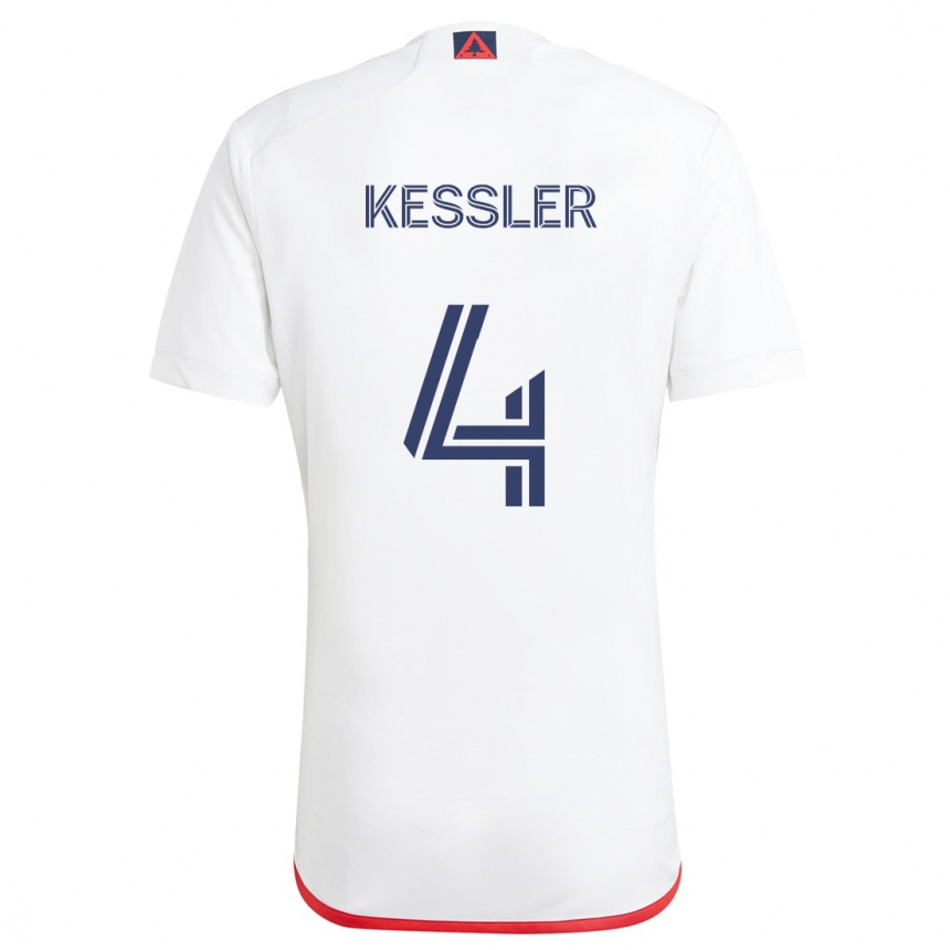 Vaikiškas Henry Kessler #4 Balta Raudona Išvykos Marškinėliai 2024/25 T-Shirt