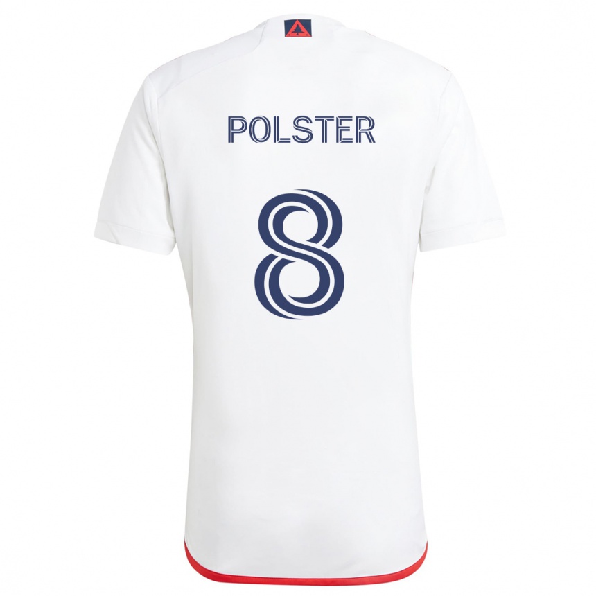 Vaikiškas Matt Polster #8 Balta Raudona Išvykos Marškinėliai 2024/25 T-Shirt