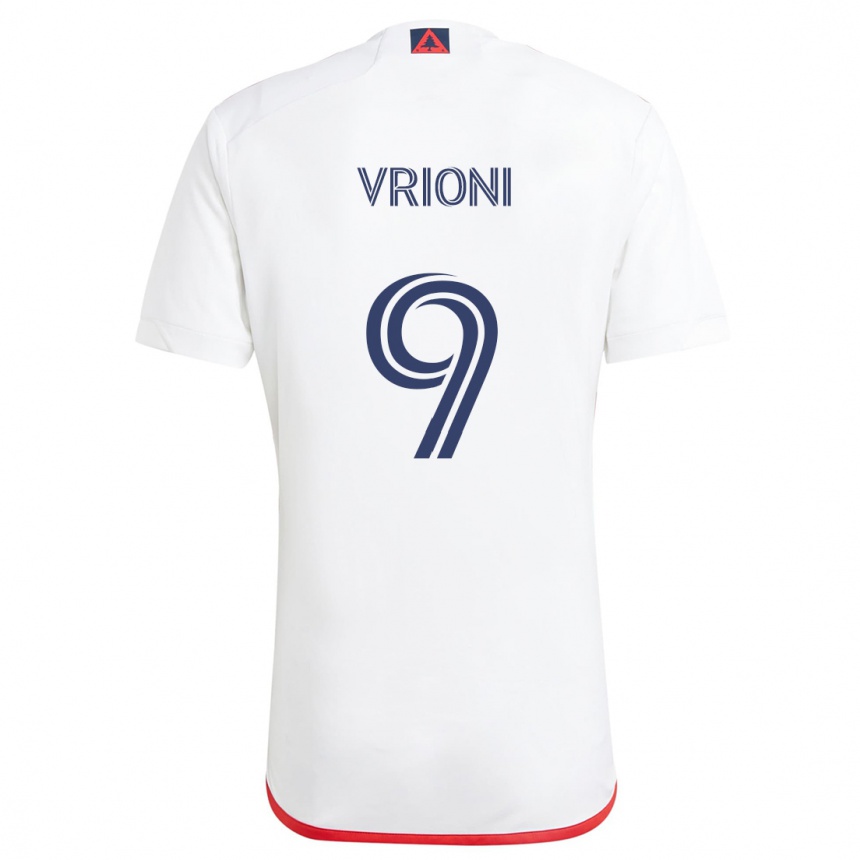 Vaikiškas Giacomo Vrioni #9 Balta Raudona Išvykos Marškinėliai 2024/25 T-Shirt