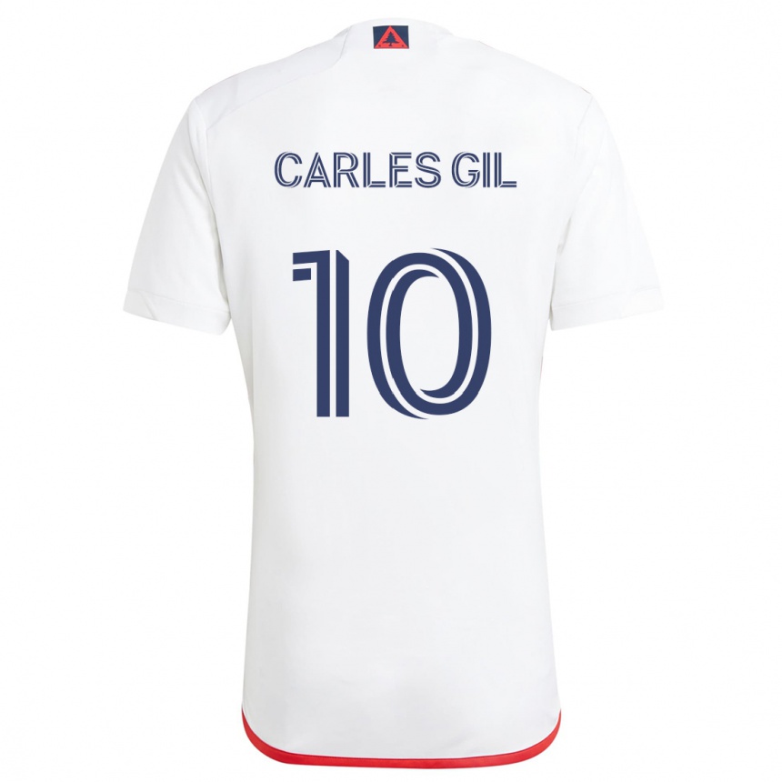 Vaikiškas Carles Gil #10 Balta Raudona Išvykos Marškinėliai 2024/25 T-Shirt