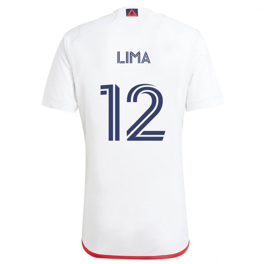 Vaikiškas Nick Lima #12 Balta Raudona Išvykos Marškinėliai 2024/25 T-Shirt