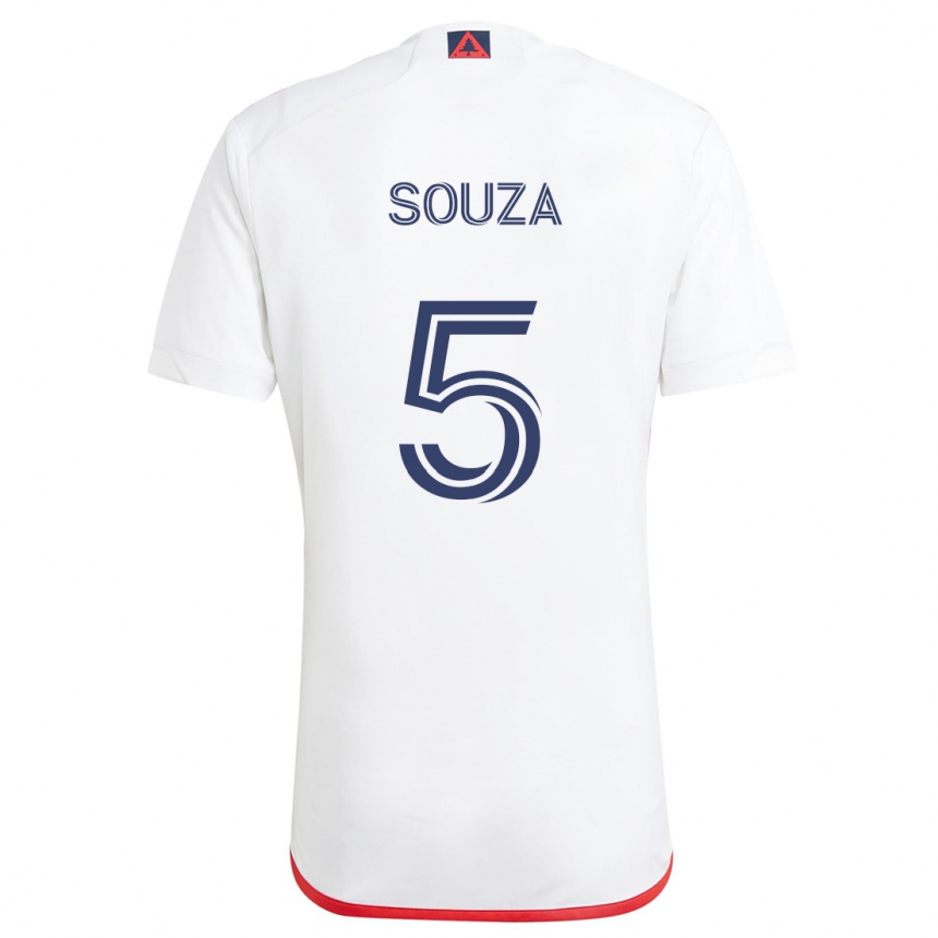 Vaikiškas Victor Souza #5 Balta Raudona Išvykos Marškinėliai 2024/25 T-Shirt