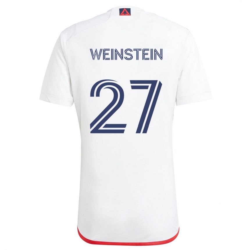 Vaikiškas Max Weinstein #27 Balta Raudona Išvykos Marškinėliai 2024/25 T-Shirt