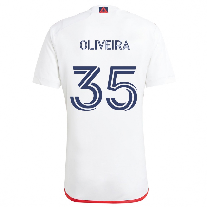 Vaikiškas Cristiano Oliveira #35 Balta Raudona Išvykos Marškinėliai 2024/25 T-Shirt