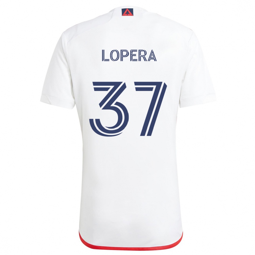 Vaikiškas Steban Lopera #37 Balta Raudona Išvykos Marškinėliai 2024/25 T-Shirt