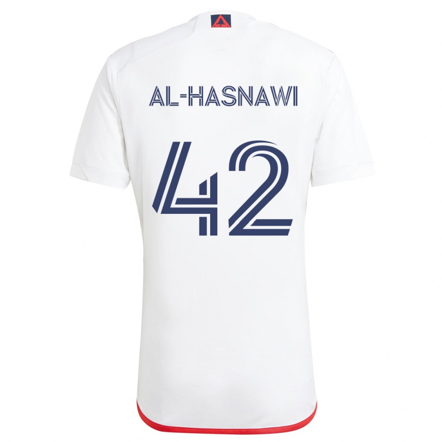 Vaikiškas Moshtaba Al-Hasnawi #42 Balta Raudona Išvykos Marškinėliai 2024/25 T-Shirt