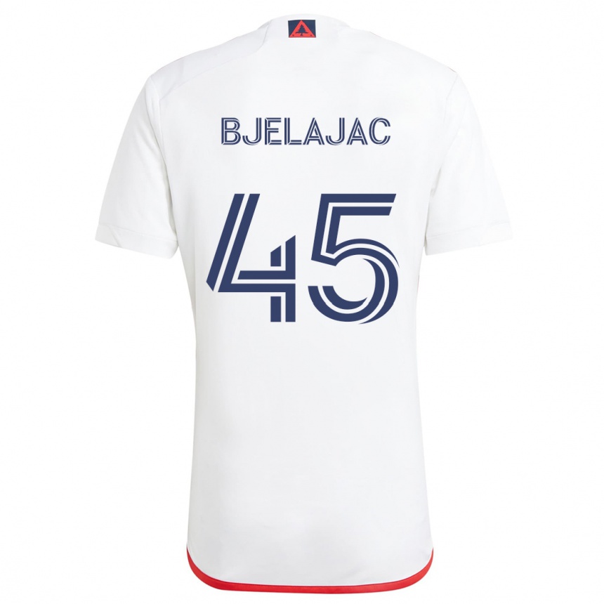 Vaikiškas Andrej Bjelajac #45 Balta Raudona Išvykos Marškinėliai 2024/25 T-Shirt